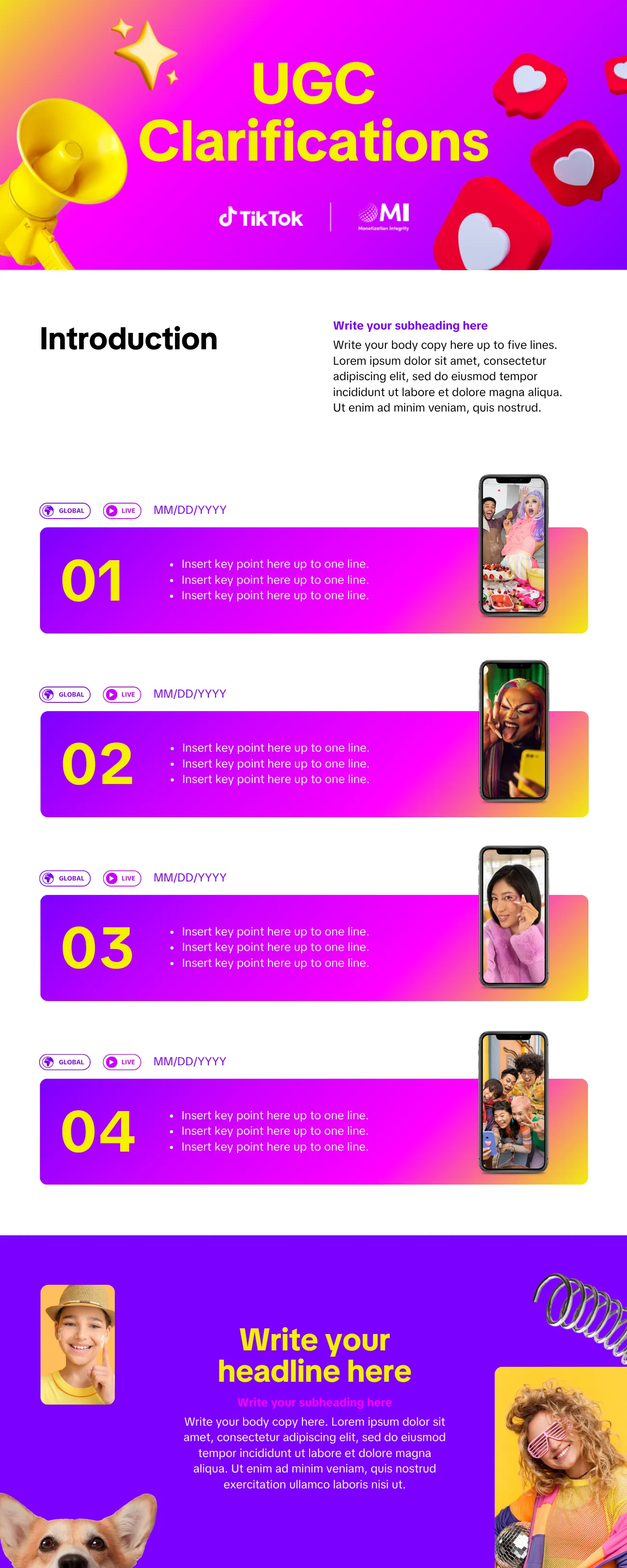 A UGC clarifications infographic — a headline module, numbered before-and-after update blocks, and supporting sections.