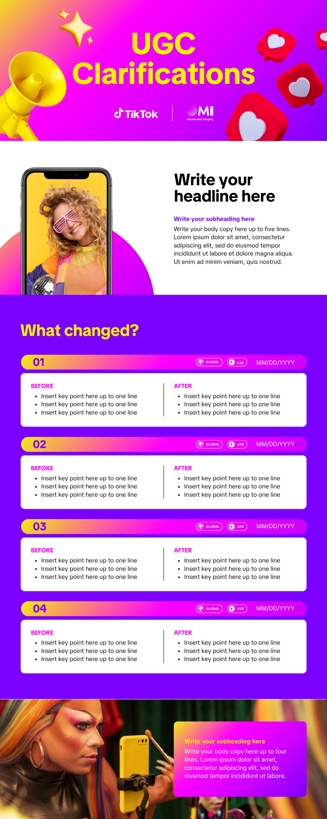 A third UGC clarifications infographic, opening with an introduction and running through numbered update blocks.